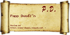 Papp Dusán névjegykártya